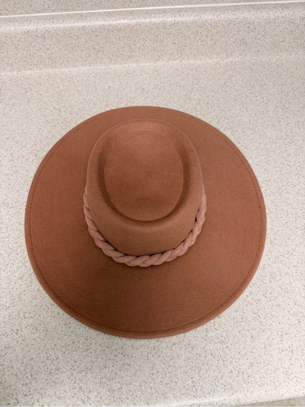 A new day Braided Band Wide-Brim wool Hat in Rust